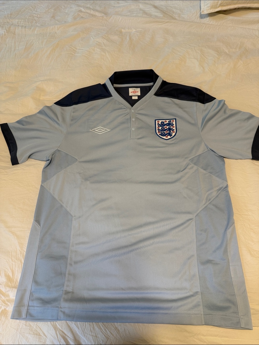 Umbro Light Gray and Black England Football Polo